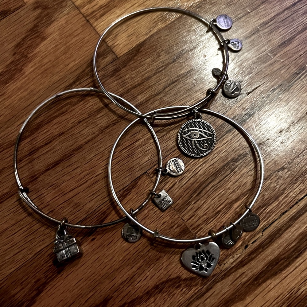 3 Alex and Ani bracelets. Silver
